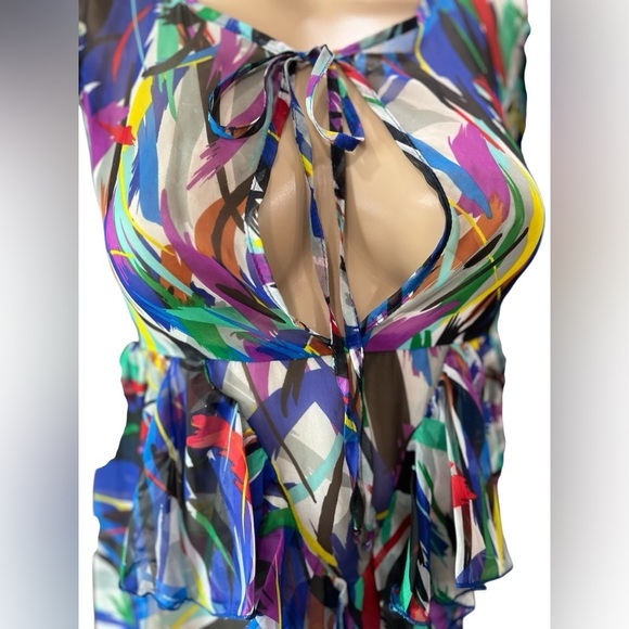 Guy Baxter peek a boo hippie boho confetti printed dress-2 - Picture 2 of 7